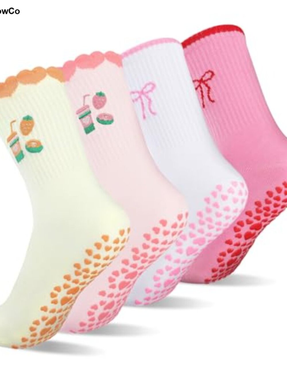 4 Pair Non Slip Cotton Grippy Socks for Pilates Yoga Dance Workout Women